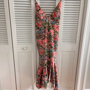 Tropical halter mermaid shape dress